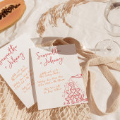 Funky Hand getrokken Champagne Tower bruiloft Kaart