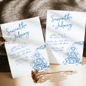 Funky Hand getrokken Champagne Tower bruiloft Kaart