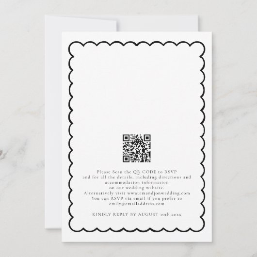 Funky Hand getrokken golvende lijn grens bruiloft Kaart (Achterkant)