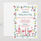 Funky Hand getrokken grillige kerstfeest Kaart (Voorkant / Achterkant)