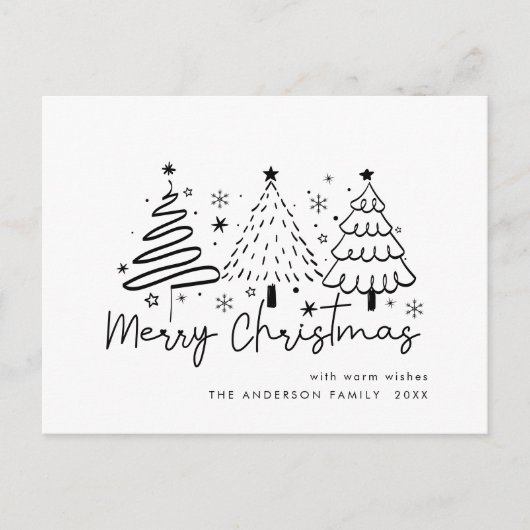 Funky hand getrokken grillige kerstvakantie briefkaart (Voorkant)