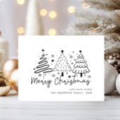 Funky hand getrokken grillige kerstvakantie briefkaart