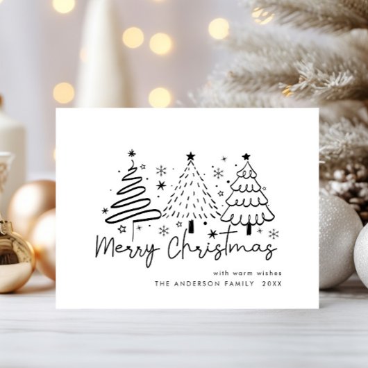 Funky hand getrokken grillige kerstvakantie briefkaart