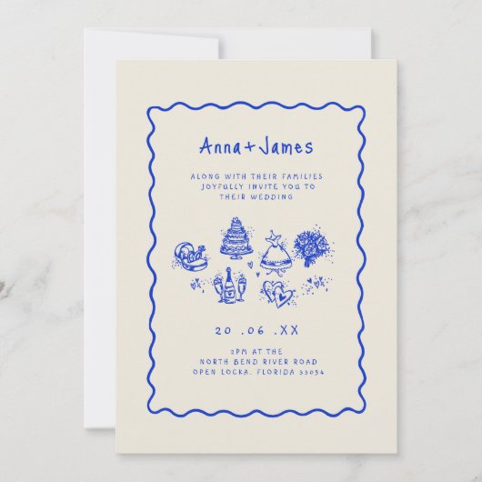 Funky Hand getrokken grillige trendy kleurrijke br Kaart (Voorkant)