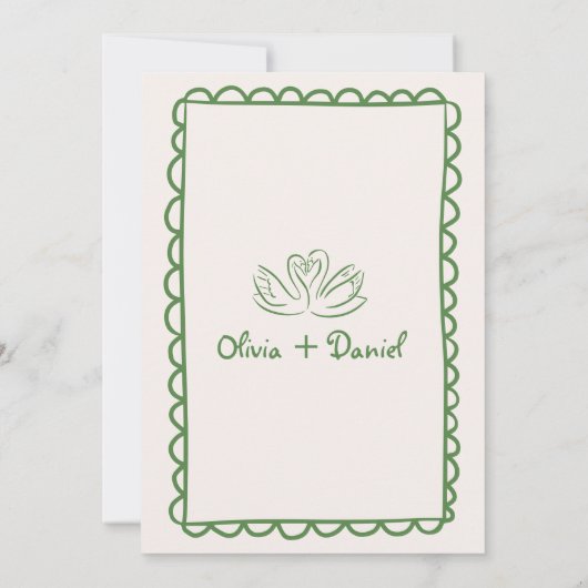 Funky Hand Getrokken Groene Handschrift Trouwen Kaart (Achterkant)