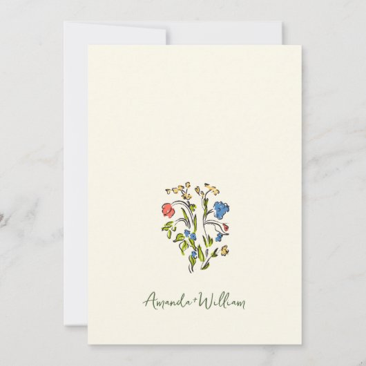 Funky Hand getrokken krabbel retro bruiloft Kaart (Achterkant)