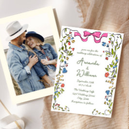 Funky Hand getrokken krabbel retro bruiloft Kaart