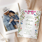 Funky Hand getrokken krabbel retro bruiloft Kaart