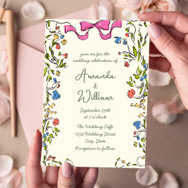 Funky Hand getrokken krabbel retro bruiloft Kaart