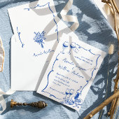 Funky Hand getrokken krabbel retro bruiloft Kaart