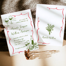 Funky Hand getrokken krabbel retro bruiloft