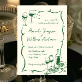 Funky Hand getrokken krabbel retro bruiloft Kaart