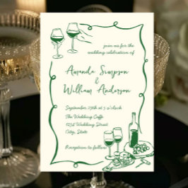 Funky Hand getrokken krabbel retro bruiloft Kaart