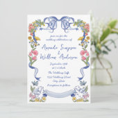 Funky Hand getrokken krabbel retro bruiloft Kaart (Staand voorkant)