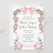 Funky Hand getrokken krabbel retro bruiloft Kaart (Voorkant)