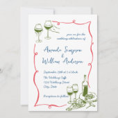 Funky Hand getrokken krabbel retro bruiloft Kaart (Voorkant)