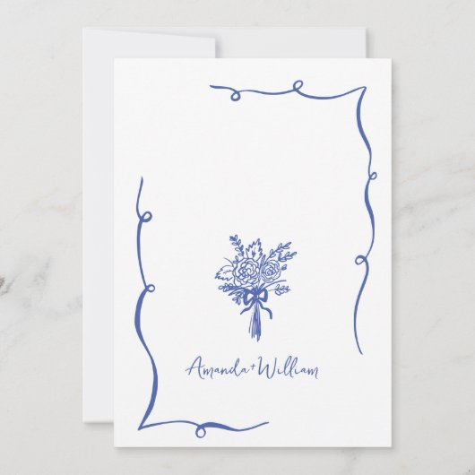 Funky Hand getrokken krabbel retro bruiloft Kaart (Achterkant)