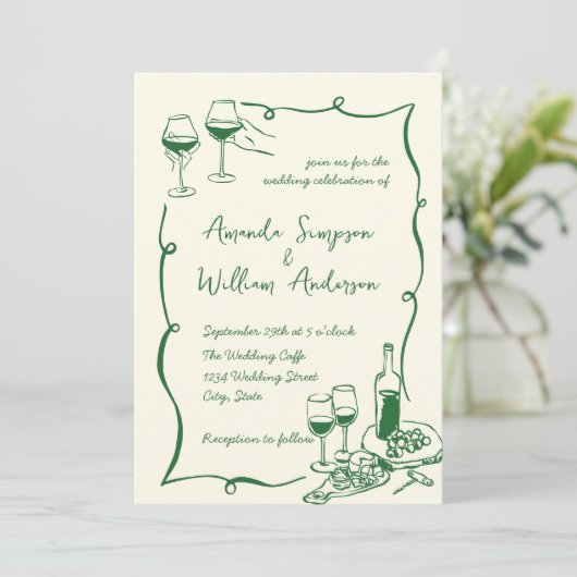 Funky Hand getrokken krabbel retro bruiloft QR-cod Kaart (Staand voorkant)