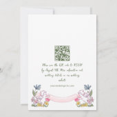 Funky Hand getrokken krabbel retro bruiloft QR-cod Kaart (Achterkant)