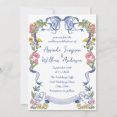 Funky Hand getrokken krabbel retro bruiloft QR-cod Kaart (Voorkant)