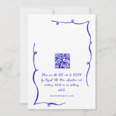 Funky Hand getrokken krabbel retro bruiloft QR-cod Kaart (Achterkant)