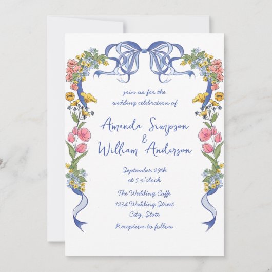 Funky Hand getrokken krabbel retro bruiloft QR-cod Kaart (Voorkant)