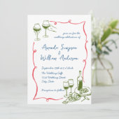 Funky Hand getrokken krabbel retro bruiloft QR-cod Kaart (Staand voorkant)