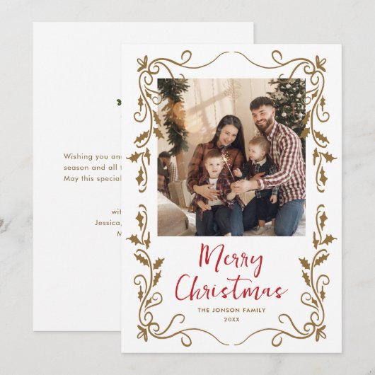 Funky Hand Getrokken Krabbel Retro Kerstfoto Feestdagenkaart (Voorkant / Achterkant)