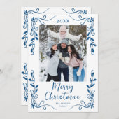 Funky Hand Getrokken Krabbel Retro Kerstfoto Feestdagenkaart (Voorkant / Achterkant)