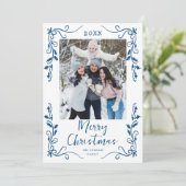 Funky Hand Getrokken Krabbel Retro Kerstfoto Feestdagenkaart (Staand voorkant)