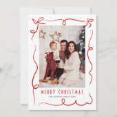 Funky Hand Getrokken Krabbel Retro Kerstfoto Feestdagenkaart (Voorkant)