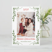 Funky Hand Getrokken Krabbel Retro Kerstfoto Feestdagenkaart (Staand voorkant)