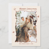 Funky Hand Getrokken Krabbel Retro Kerstfoto Feestdagenkaart (Voorkant)