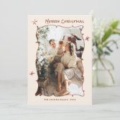 Funky Hand Getrokken Krabbel Retro Kerstfoto Feestdagenkaart (Staand voorkant)