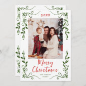 Funky Hand Getrokken Krabbel Retro Kerstfoto Feestdagenkaart (Voorkant / Achterkant)