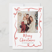 Funky Hand Getrokken Krabbel Retro Kerstfoto Feestdagenkaart (Voorkant)