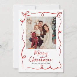 Funky Hand Getrokken Krabbel Retro Kerstfoto Feestdagenkaart