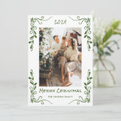 Funky Hand Getrokken Krabbel Retro Kerstfoto Feestdagenkaart (Staand voorkant)