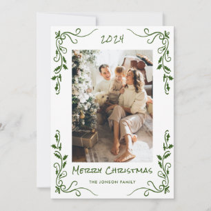 Funky Hand Getrokken Krabbel Retro Kerstfoto Feestdagenkaart