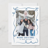 Funky Hand Getrokken Krabbel Retro Kerstfoto Feestdagenkaart (Voorkant)