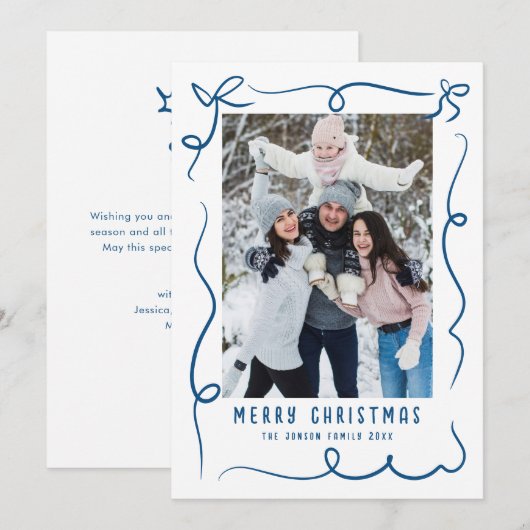 Funky Hand Getrokken Krabbel Retro Kerstfoto Feestdagenkaart (Voorkant / Achterkant)