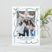 Funky Hand Getrokken Krabbel Retro Kerstfoto Feestdagenkaart (Staand voorkant)