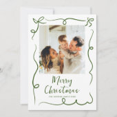 Funky Hand Getrokken Krabbel Retro Kerstfoto Feestdagenkaart (Voorkant)