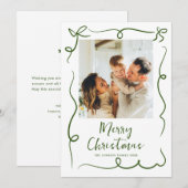 Funky Hand Getrokken Krabbel Retro Kerstfoto Feestdagenkaart (Voorkant / Achterkant)