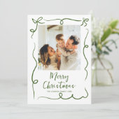 Funky Hand Getrokken Krabbel Retro Kerstfoto Feestdagenkaart (Staand voorkant)