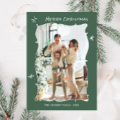 Funky Hand Getrokken Krabbel Retro Kerstfoto Feestdagenkaart