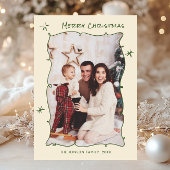 Funky Hand Getrokken Krabbel Retro Kerstfoto Feestdagenkaart