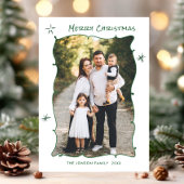 Funky Hand Getrokken Krabbel Retro Kerstfoto Feestdagenkaart