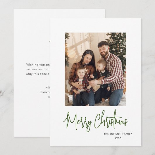 Funky Hand Getrokken Krabbel Retro Kerstfoto Feestdagenkaart (Voorkant / Achterkant)