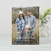 Funky Hand Getrokken Krabbel Retro Kerstfoto Feestdagenkaart (Staand voorkant)